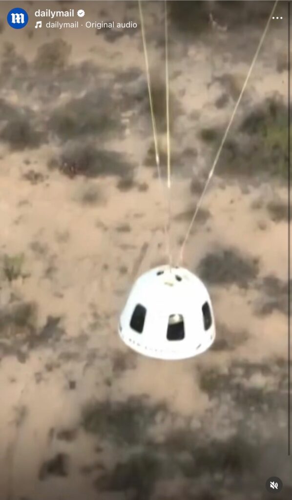 Screenshot of Daily Mail tiktok account showing the Blue Origin Flight