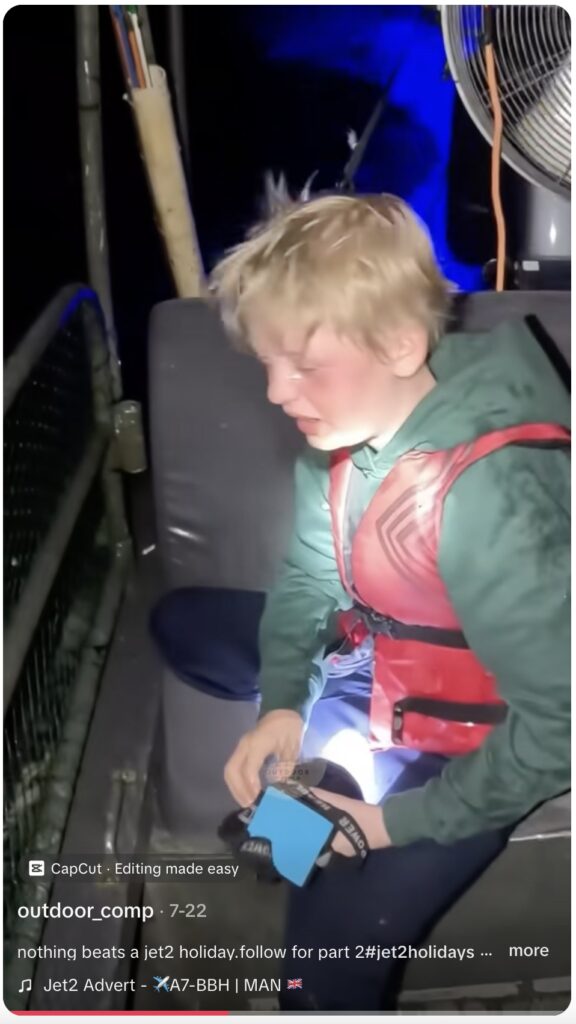 Screenshot of TikTok video that uses the viral "Jet2 Holiday" sound.