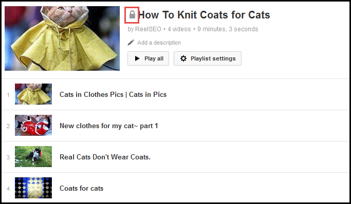 reelseo private playlist cats