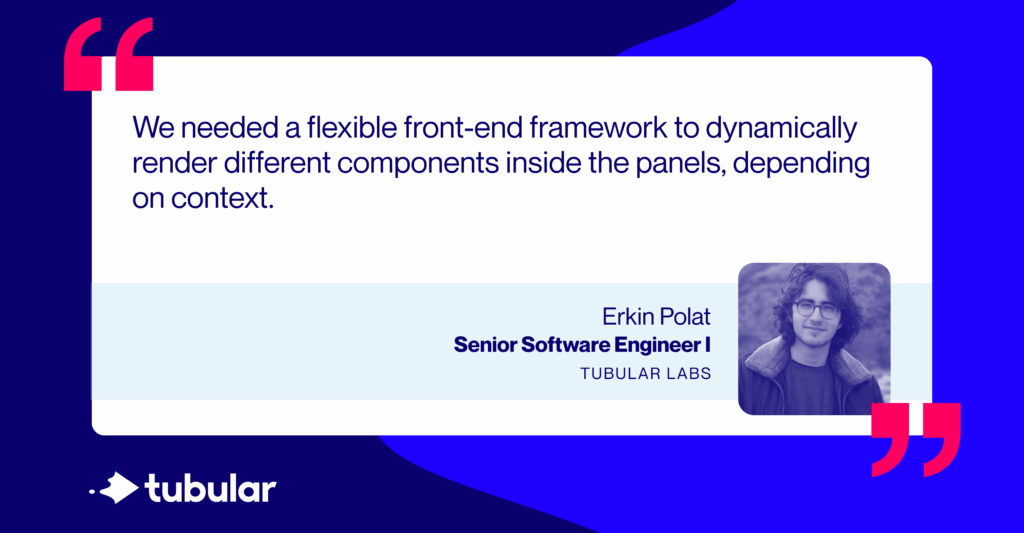 Quote about technical opportunities and frameworks from Tubular's Senior Software Engineer, Erkin Polat