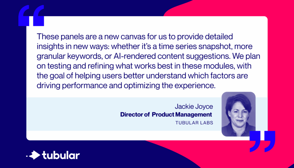 Quote about contextual insights from Jackie Joyce, Director of Product Management at Tubular 